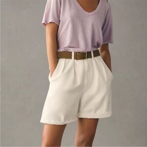 Anthropologie Citizens of Humanity Maritzy Pleated White Shorts